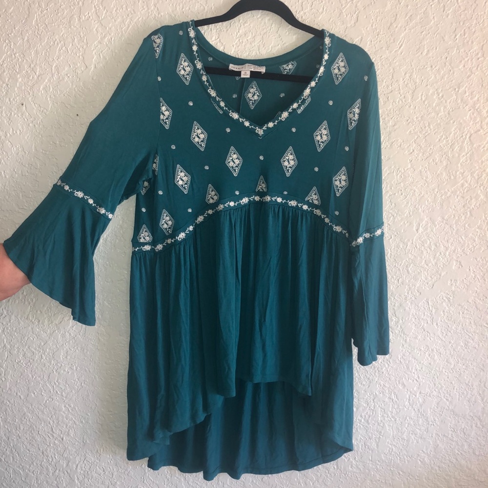 Torrid babydoll size 0 EUC teal & ivory